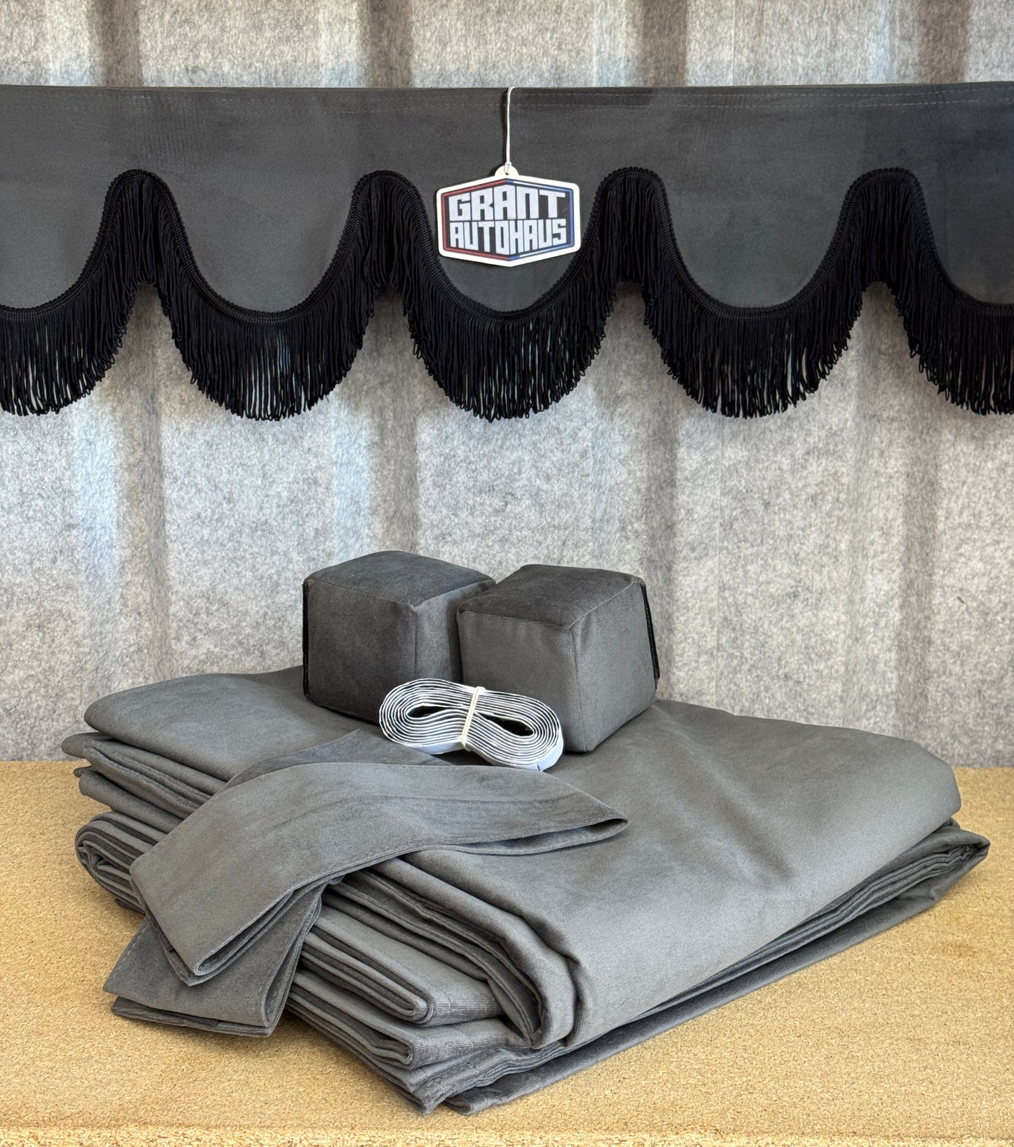 Grey & Black Curtain Set