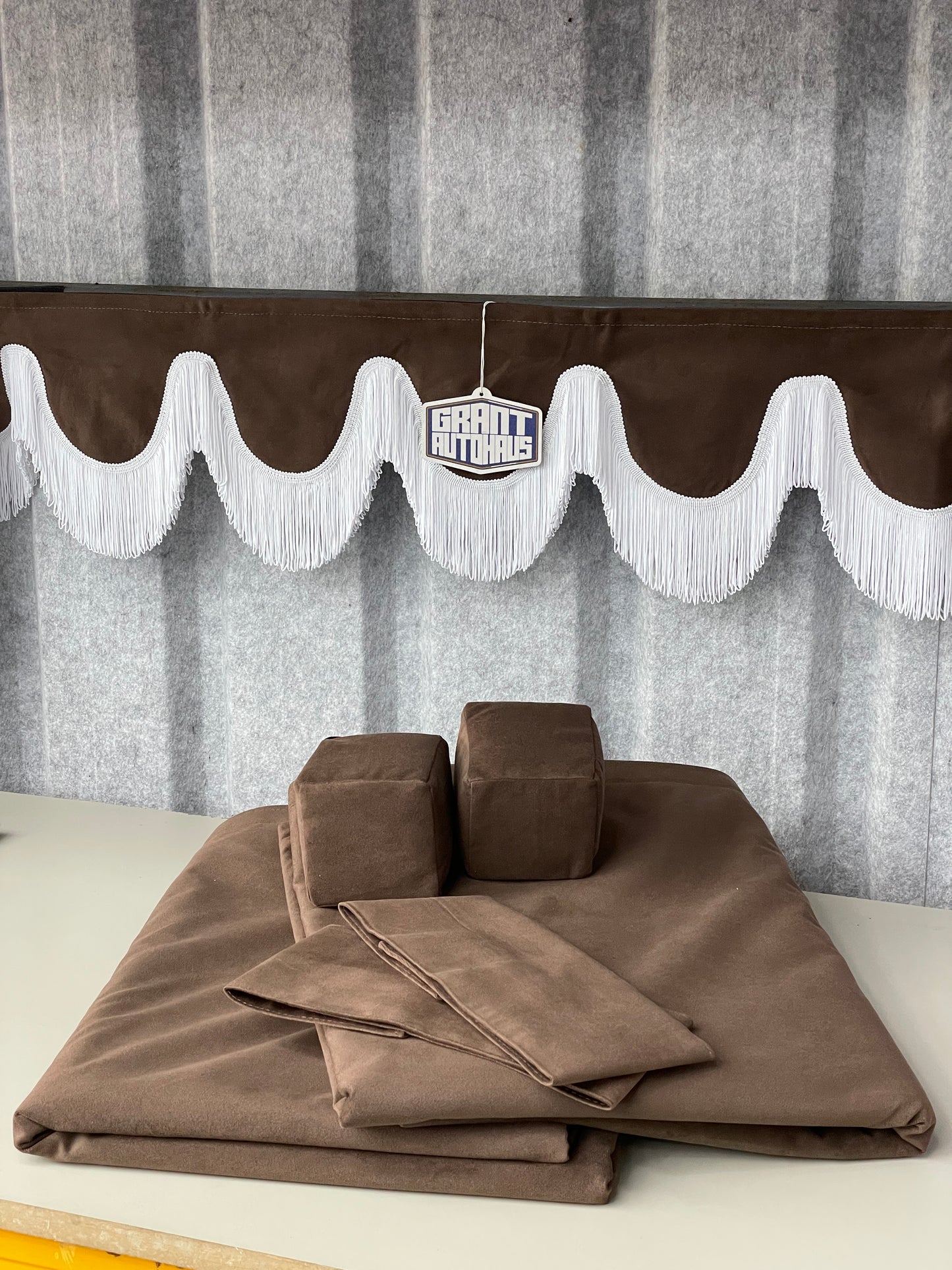 Brown Grant AutoHaus Interior Curtains with Pelmet.